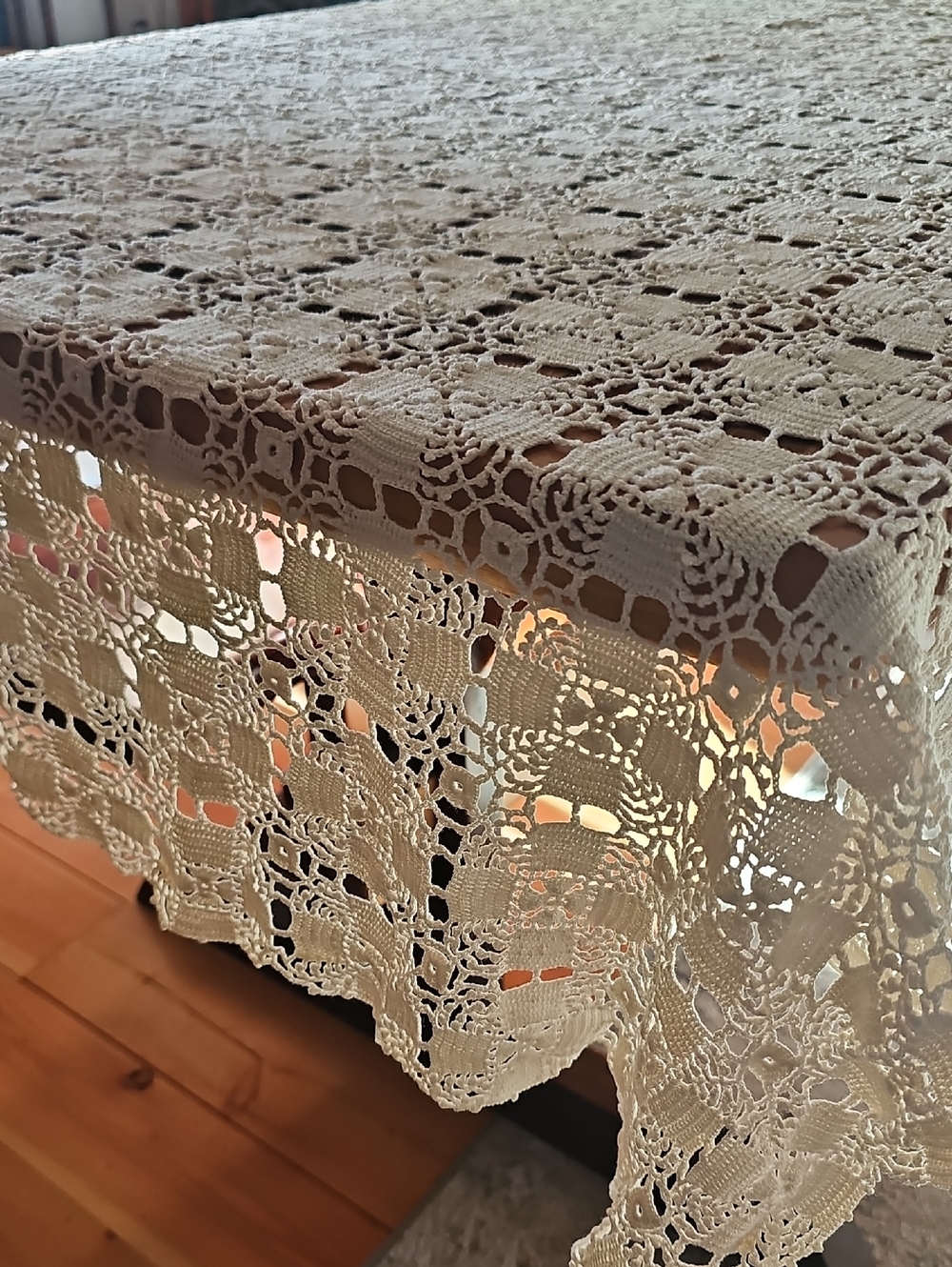 Handmade Crochet Lace Tablecloth in Cream - Picture 2 of 7